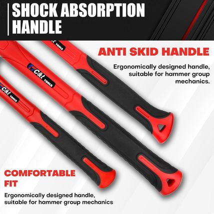 C&T 5-Piece Hammer Set, 16Oz Ball Peen Hammer | 32Oz Ball Peen Hammer | 32Oz Rub