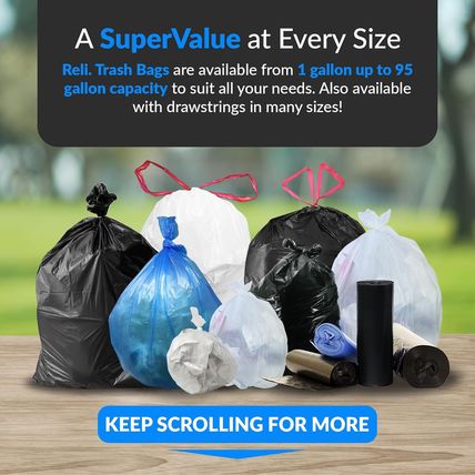Reli. Supervalue 65 Gallon Trash Bags | 120 Count | Made in USA | Heavy Duty | B