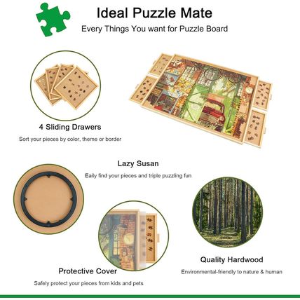ALL4JIG 1500 Piece Rotating Puzzle Board with Drawers and Cover,25"X34"Portable