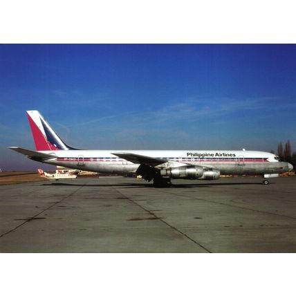 Aircraft postcard Philippine Airlines Douglas DC-8, RP-C843. Unposted