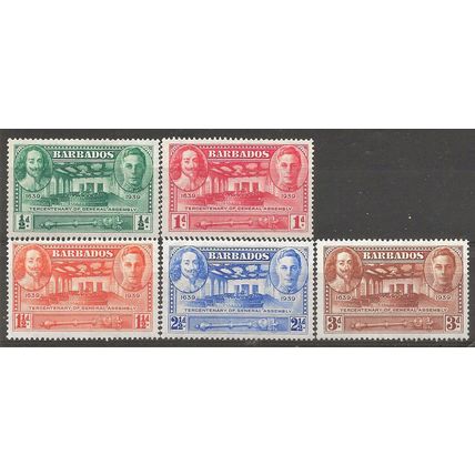 Barbados 1929 Tercentenary Set SG257-261 Mounted Mint