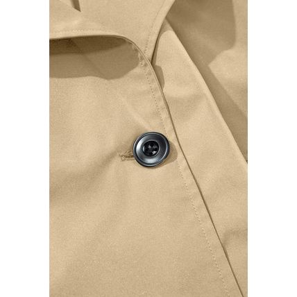 Pale Khaki Solid Color Lapel Collar Waist Tie Wind Coat