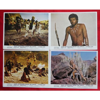 WHEN DINOSAURS RULED THE EARTH (1970) original UK FOH / Lobby cards