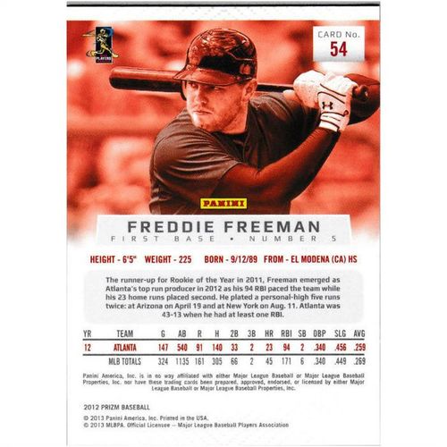 2012 Panini Prizm - #54 - Freddie Freeman