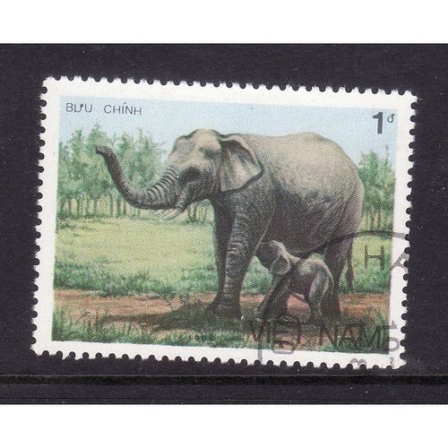 VIETNAM ELEPHANTS 1986 SG1043 1d ELEPHANT MOTHER AND CALF FINE USED