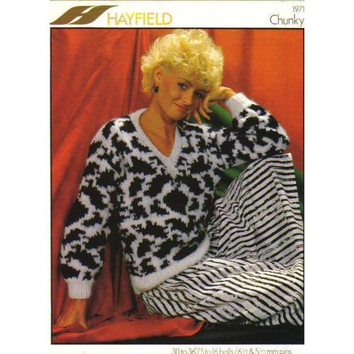 Hayfield 1971 Original Knitting Pattern for Teens/Lady's Chunky Sweater 30-36"