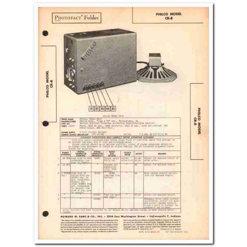 philco model cr-8 6-tube car am radio receiver sams photofact manual