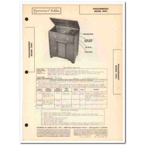 philharmonic model 100c 7-tube am radio phono sams photofact manual