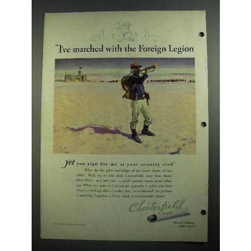 1931 Chesterfield Cigarettes Ad - The Foreign Legion