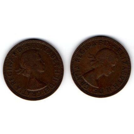 Coins. Pre-Decimal 1954 Elizabeth II. Half Penny Coin