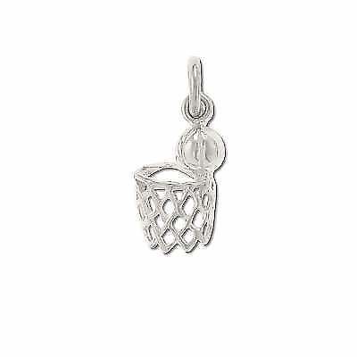 Sterling Silver BasketBall Ball and Net Charm Pendant.