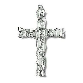 Sterling Silver Diamond Cut Rock Cross Pendant