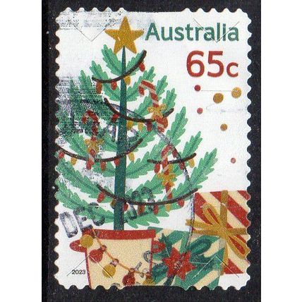 Australia 2023 Christmas - Christmas Tree - Foiled / Embellished 65c s/a Used
