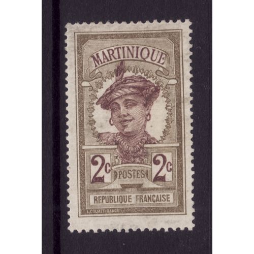 MARTINIQUE 1908 SG63 2c OLIVE M / MINT #4