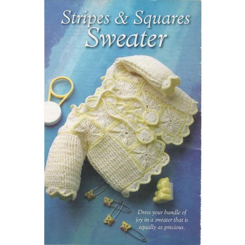 Beautiful Crochet Baby PATTERN Stripes & Squares Sweater