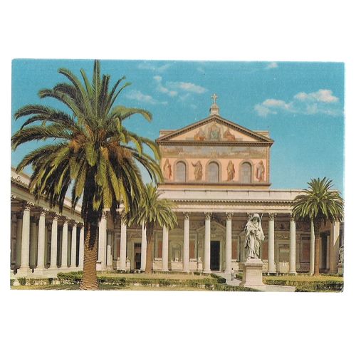BASILICA OF SAINT PAUL, outside walls , ROME vintage unused postcard #