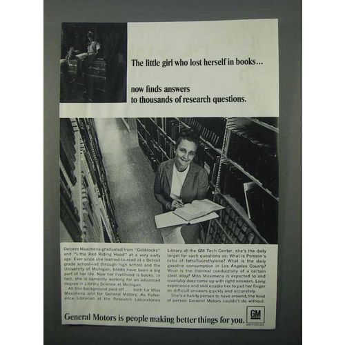 1966 General Motors Ad - Little Girl Lost In Books