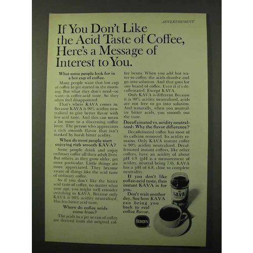 1971 Borden Kava Instant Coffee Ad - The Acid Taste