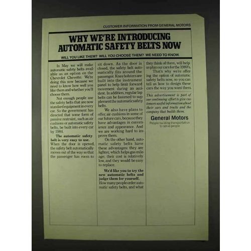 1978 General Motors Ad - Automatic Safety Belts