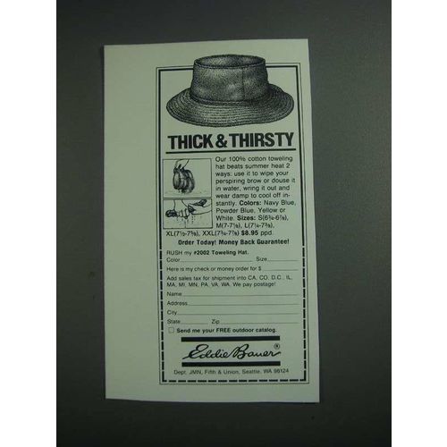 1984 Eddie Bauer Toweling Hat Ad - Thick & Thirsty