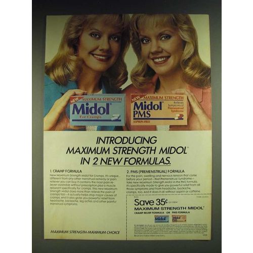 1984 Midol for cramps and PMS forula Ad - Introducing maximum strength Midol
