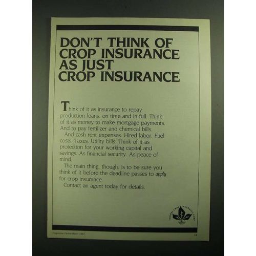 1987 Federal Crop Insurance Corp. Ad - Don't Think Of