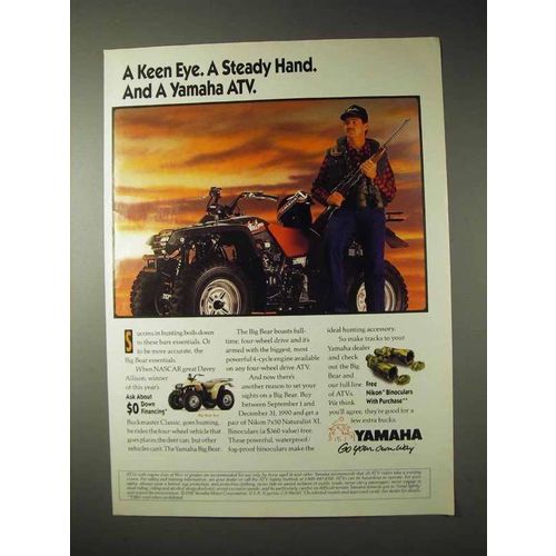 1990 Yamaha Big Bear 4x4 ATV Ad - Davey Allison