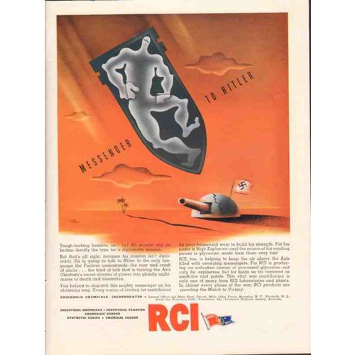 REICHHHOLD CHEMICALS INC 1943 messenger to Hitler WW2 vintage ad