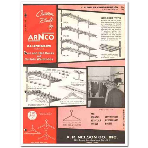 A R NELSON COMPANY 1964 Arnco coat hat racks wardrobes vintage catalog