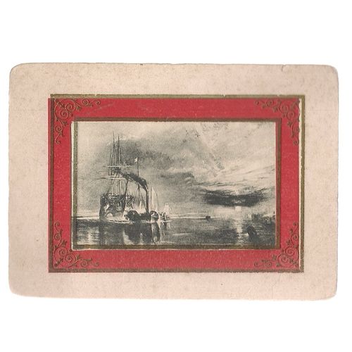 CHRISTMAS? GREETINGS CARD antique .. postcard blank back 9 x 12 cms Tall Ship /