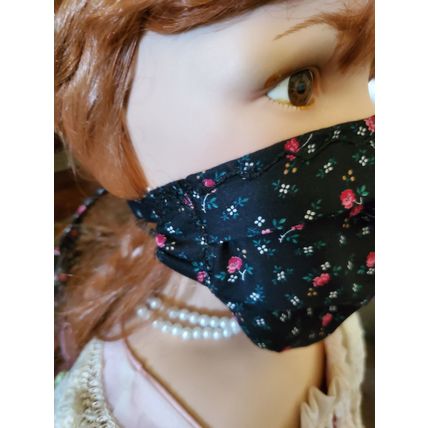 Kid Size Mask w/ Silver & Copper Filters- Pink Roses on Black