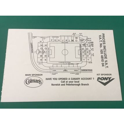Norwich City v Watford 1998/1999 Division 1 Football Ticket Stub