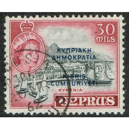Cyprus 1960 Definitive Issue 30m Black and Carmine Lake SG195 FU