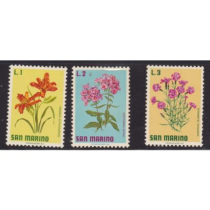 SAN MARINO 1971 FLOWERS 3 X VALUES MINT