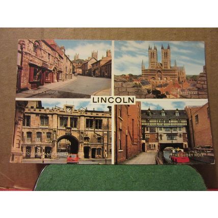 multiview, LINCOLN CATHEDRAL.. used vintage postcard by J. Salmon 1970 pm =