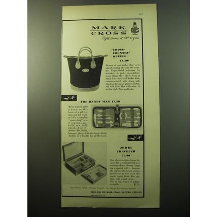 1950 Mark Cross Advertisement - Cross Country Bag; Handy Man; Jewel Traveler