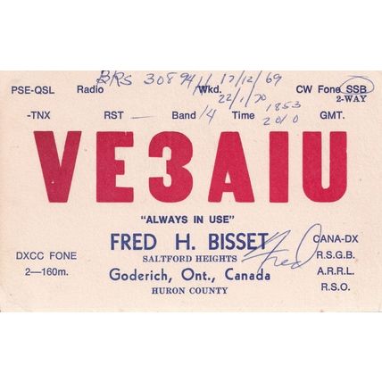 Huron Country Canada 1960s Vintage QSL Radio Card