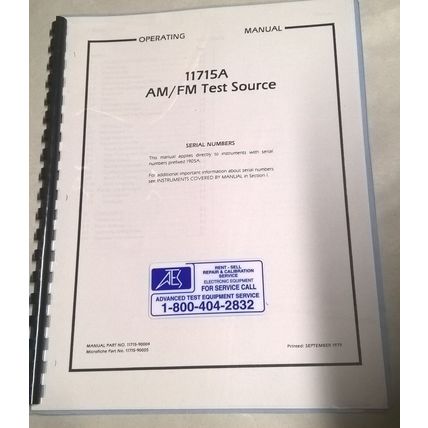 HEwlett Packard HP 11715A AM/FM Test Source Operating Manual
