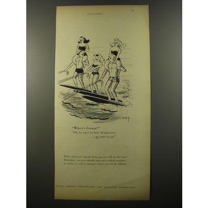 1954 United Aircraft Corporation Ad - cartoon by Barney Tobey - Water Skiing