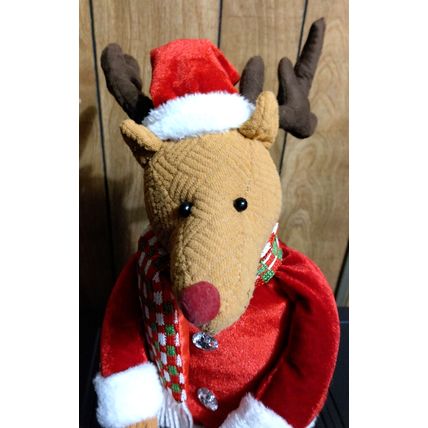 Large Plush 25" Shelf Sitter Christmas Santa Reindeer w/ Bendable Legs & Arms