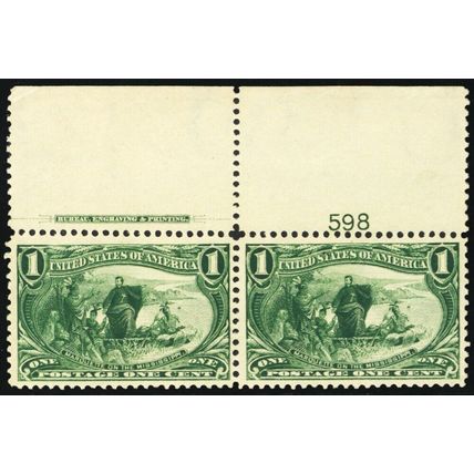 285, Mint VF NH Top Imprint & PL# Pair - Stuart Katz