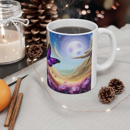 February Amethyst Birth Month Colors Fairies & Butterflies #3 Mug 11oz AI Decora