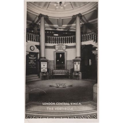 London Central YMCA Hotel The Vestibule Old Real Photo Postcard
