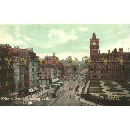 Princes Street Looking East, Edinburgh, Early Hartmann Postcard, 1900s