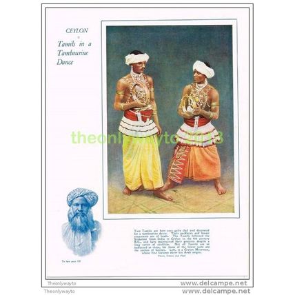 TAMILS IN TAMBOURINE DANCE, CEYLON (SRI LANKA), BOOK ILLUSTRATION, c1930