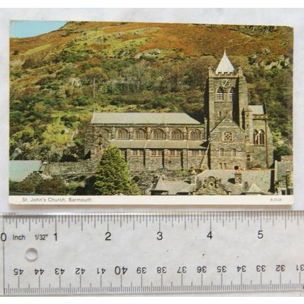 1974 postcard St Johns Church, Barmouth