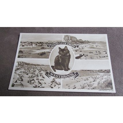 A.H & S postcard - Good Luck from Westbrook - Margate, Kent - Black Cat
