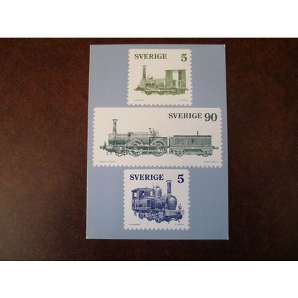 Sweden 1975 Three old Swedish steam locomotives mint Maxi Card Trains