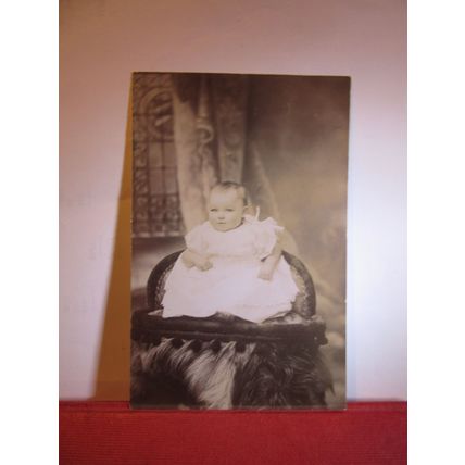 BABY IN A CHAIR antique photograph by G W Cosser & Co, Devizes, Wiltshire =