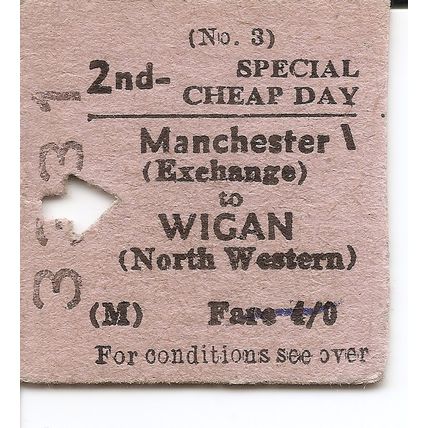 B.T.C. Edmondson Ticket - Manchester Exchange to Wigan North Western
